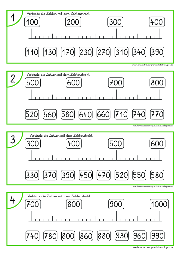 Zahlen mit dem Zahlenstrahl verbinden - ZR 1.000 (2)